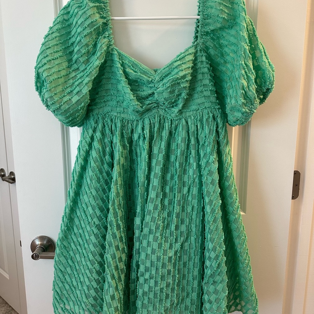 Green Textured Dress